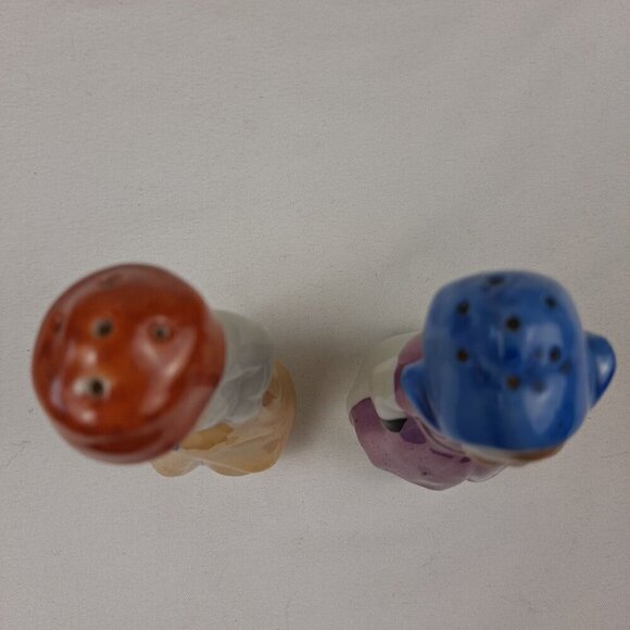 Vintage Dutch Boy and Girl Salt & Pepper Shakers Iridescent Glazed Ceramic Japan - Picture 12 of 13